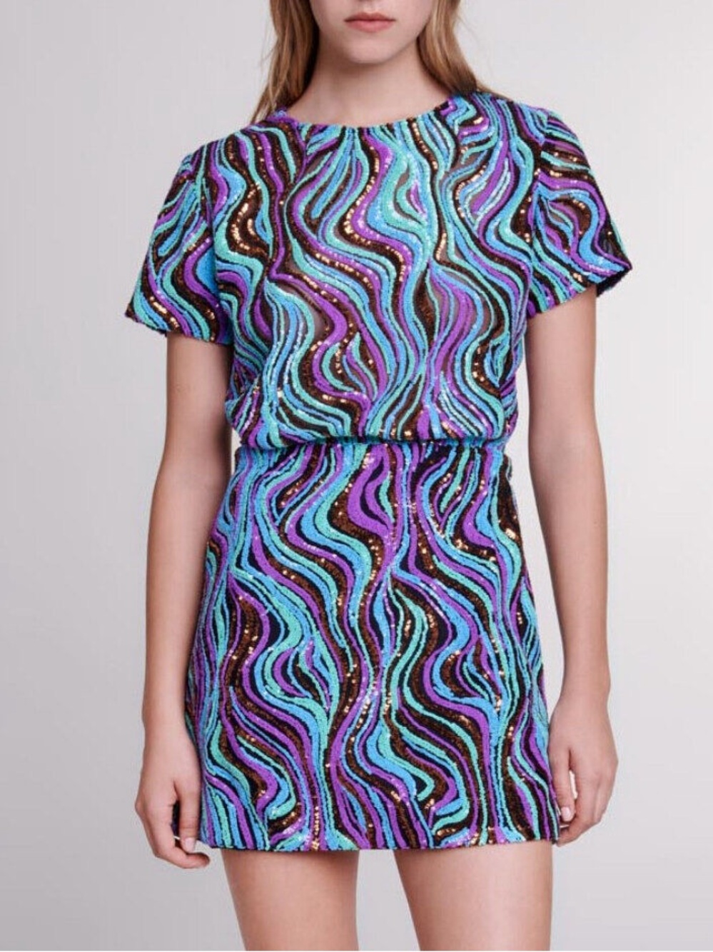 Maje Remilio Multicolor Sequin Mini Dress ✨ Party Cocktail